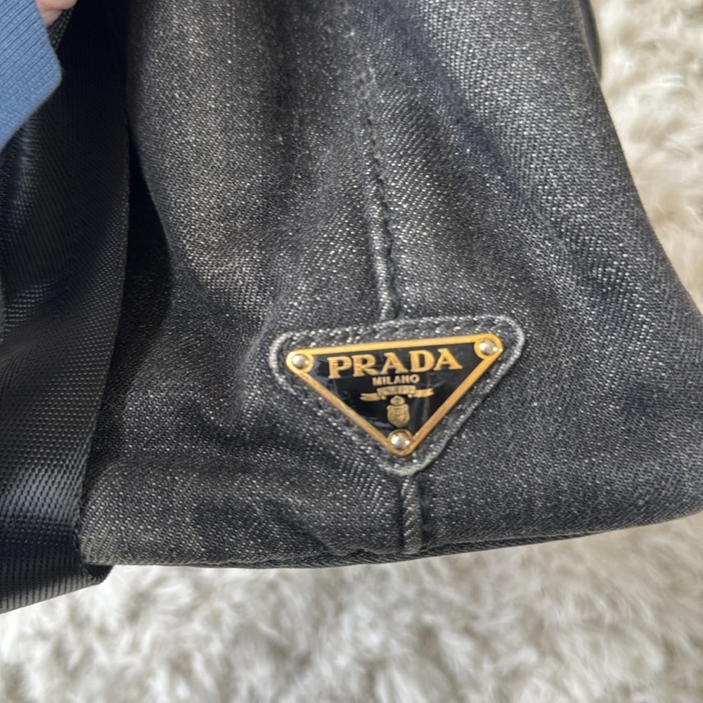 Prada Charcoal Denim canapa small tote Bag - Picture 5 of 13